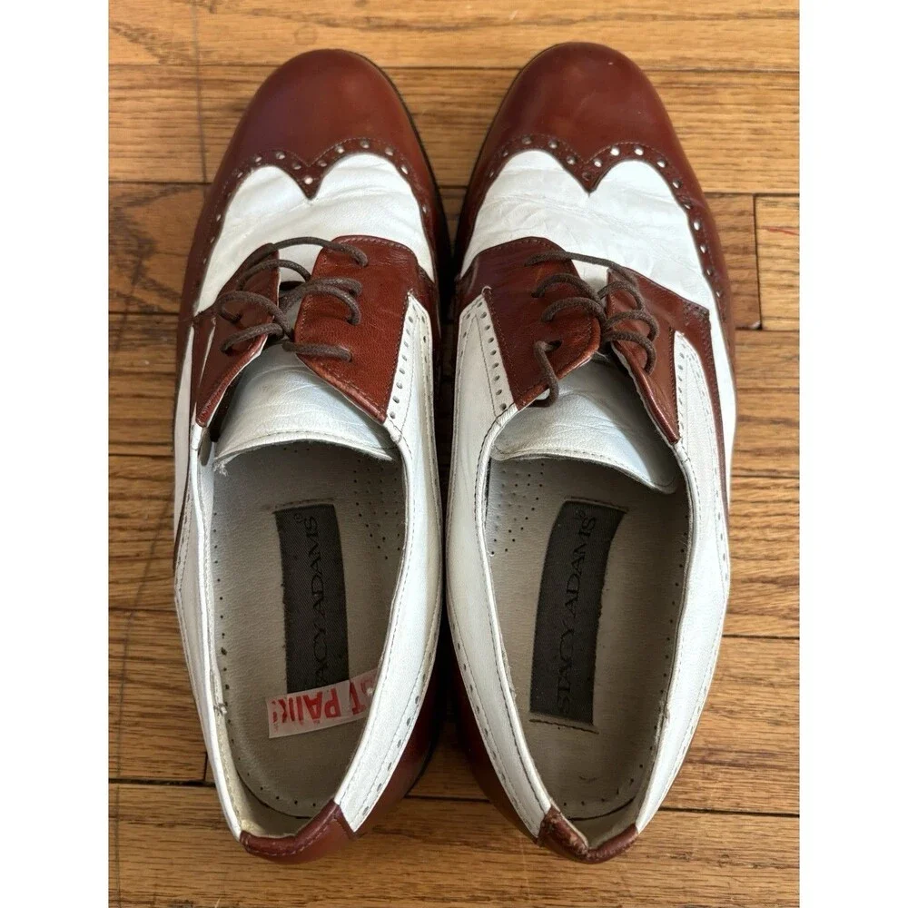 Stacy Adams True Saddle Oxford Leather Oxfords Spectator Shoes Size 8.5 Vintage